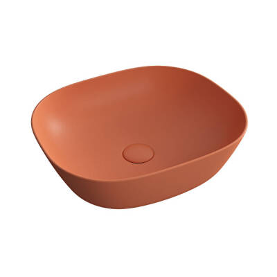 VitrA Plural 45 cm Mat Terra Rosa Kare Alçak Çanak Lavabo - VİTRA