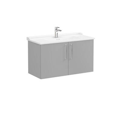 VitrA Root Flat Kapaklı 100 cm Mat Kaya Gri Klasik Lavabolu Lavabo Alt Dolabı - VİTRA