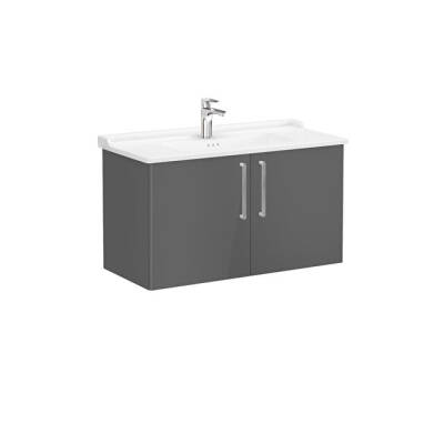 VitrA Root Flat Kapaklı 100 cm Parlak Antrasit Lavabo Alt Dolabı - VİTRA