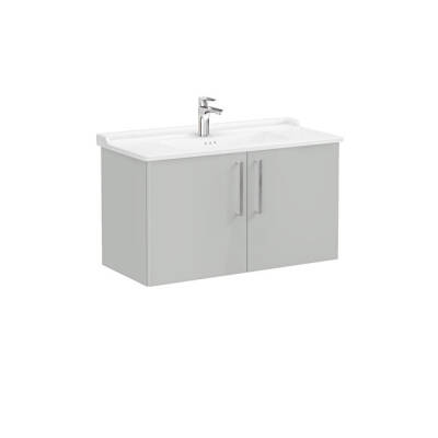 VitrA Root Flat Kapaklı 100 cm Parlak İnci Grisi Lavabo Alt Dolabı - VİTRA