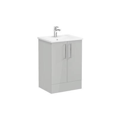 VitrA Root Flat Kapaklı 60 cm Parlak İnci Grisi Lavabo Alt Dolabı - VİTRA