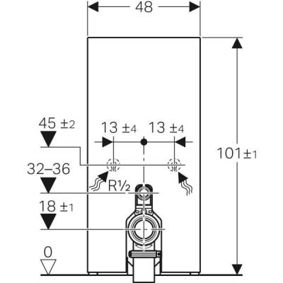 Yere oturan klozet için Geberit Monolith sıhhi modülü, 101 cm, cam ön kaplama: beyaz cam, alüminyum - GEBERİT (2)