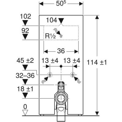 Yere oturan klozet için Geberit Monolith sıhhi modülü, 114 cm, cam ön kaplama: beyaz cam, alüminyum - GEBERİT (2)